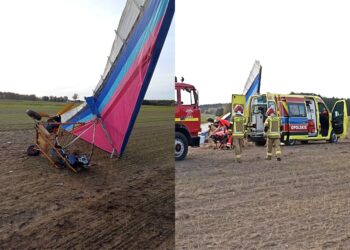 Wypadek motolotni w miejscowości Gana – pilot w ciężkim stanie